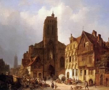 unknow artist European city landscape, street landsacpe, construction, frontstore, building and architecture.065 France oil painting art